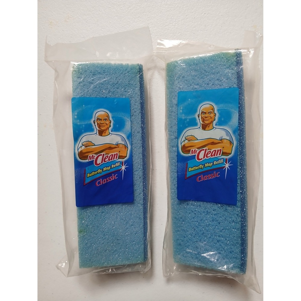 Mr. Clean Classic Butterfly Mop Refill Blue Sponge 2 Pack New